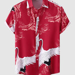 Men's Hawaiian Animal Print Beach Short Sleeve Resort Shirt