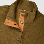Men's retro corduroy patchwork casual stand collar sweatshirt