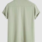 Men's solid color lapel button down casual short sleeve shirt