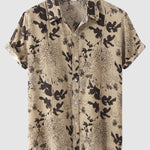 Men's LINEN TYPE CLOTH Retro Print Casual Short Sleeve Shirt