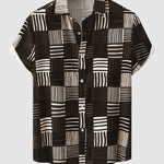 Men's Hawaiian Plaid Print Beach Short Sleeve Resort Shirt