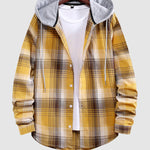 Men's plaid hooded thin hooded shirt