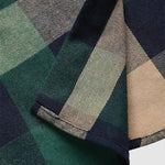 Men's classic brushed plaid lapel double pocket lapel shirt