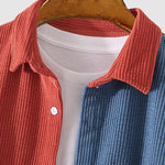 Men's Corduroy Colorblock Single Pocket Button-down Shirt