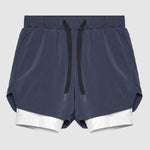 Men's Sports Fake Two-piece Double-layer Multi-pocket  Drying Sweat-wicking Breathable Causal Running Fitness Shorts