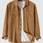 Men's Corduroy Solid Pocket Long Sleeve Shirt