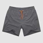 Men's Solid Color Double Layer Drawstring Quick-Drying Beach Swimming Shorts