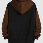 Men's patchwork hooded zip cardigan sweatshirt