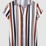 Men's Colorful Striped Print Casual Short Sleeve Shirt