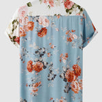 Men's Hawaiian Floral Patchwork Short Sleeve Shirt