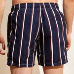 Men's Striped Double Layer Mesh Beach Swimming Shorts