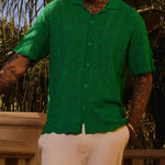 Men's Street Style Sexy Knit Short Sleeve crochet Shirt
