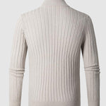 Men's Solid  Cable Casual Zip Stand Collar Sweater