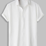 Men's Solid Color Marble Pattern Textured Casual Short Sleeve Shirt