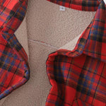 Men's Classic Red Plaid Fleece-lined Thermal Shirt Jacket