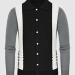Men's vertical striped color-blocked business casual sweater
