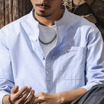 Loose Stand Collar Long Sleeve Casual Shirt