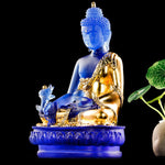 Buddha Stones Medicine Buddha Handmade Liuli Crystal Art Piece Compassion Statue Home Office Offering Decoration