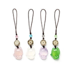 Buddha Stones Natural Chalcedony Fox Harmony Phone Hanging Decoration