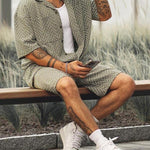 Men's Geometric Print Casual Pocket Set