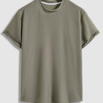 Men's Textured Comfortable Solid Color Short Sleeve T-shirt