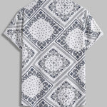 Men's Ethnic Paisley Print POLO Short Sleeve Shirt  Shorts Set