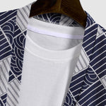 Men's Vintage Cotton Linen Cardigan Kimono Short Sleeve Shirt