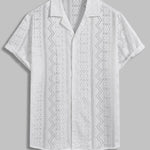 Men's knitted hollow short-sleeved shirt