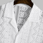 Men's knitted hollow short-sleeved shirt
