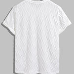 Men's Diamond Pattern Fabric Casual Round Neck Short Sleeve T-shirt
