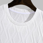 Men's Diamond Pattern Fabric Casual Round Neck Short Sleeve T-shirt
