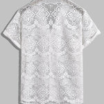 Men's Hollow Sexy Cuban Collar Casual Short Sleeve Shirt