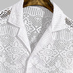 Men's Hollow Sexy Cuban Collar Casual Short Sleeve Shirt