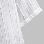 Men's textured Cuban collar casual solid color short-sleeved shirt