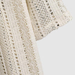 Men's Solid Color Hollow Cuban Collar Crochet Short Sleeve Shirt