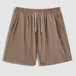 Men's retro jacquard solid color short-sleeved shirt casual shorts set