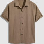 Men's retro jacquard solid color short-sleeved shirt casual shorts set