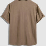 Men's retro jacquard solid color short-sleeved shirt casual shorts set