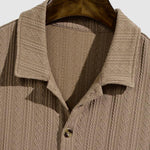 Men's retro jacquard solid color short-sleeved shirt casual shorts set