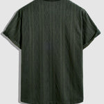 Men's  retro textured lapel polo shirt casual shorts set