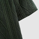 Men's  retro textured lapel polo shirt casual shorts set