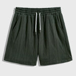 Men's retro texture elastic waist drawstring casual shorts