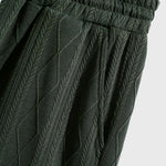 Men's  retro textured lapel polo shirt casual shorts set