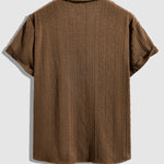 Men's  Retro Striped Textured Button Casual Short Sleeve Shirt