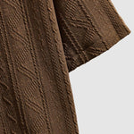 Men's  Retro Striped Textured Button Casual Short Sleeve Shirt