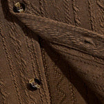 Men's  Retro Striped Textured Button Casual Short Sleeve Shirt