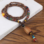 Buddha Stones Tibetan Wenge Wood Bodhi Seed Agate Balance Peace Necklace Pendant (Extra 40% Off | USE CODE: FS40)