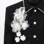 3D Floral Beaded Shoulder-padded Jacket