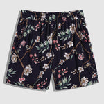Men's Vintage Textured Floral Print Casual Shorts