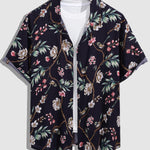 Men's Retro Textured Floral Print Casual Short Sleeve Shirt